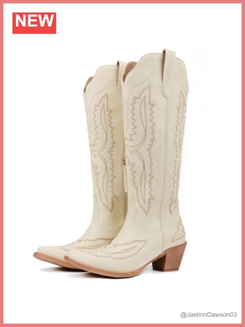 Cowboy Boots Women Knee High Pointed Snip Toe Block Heel Western